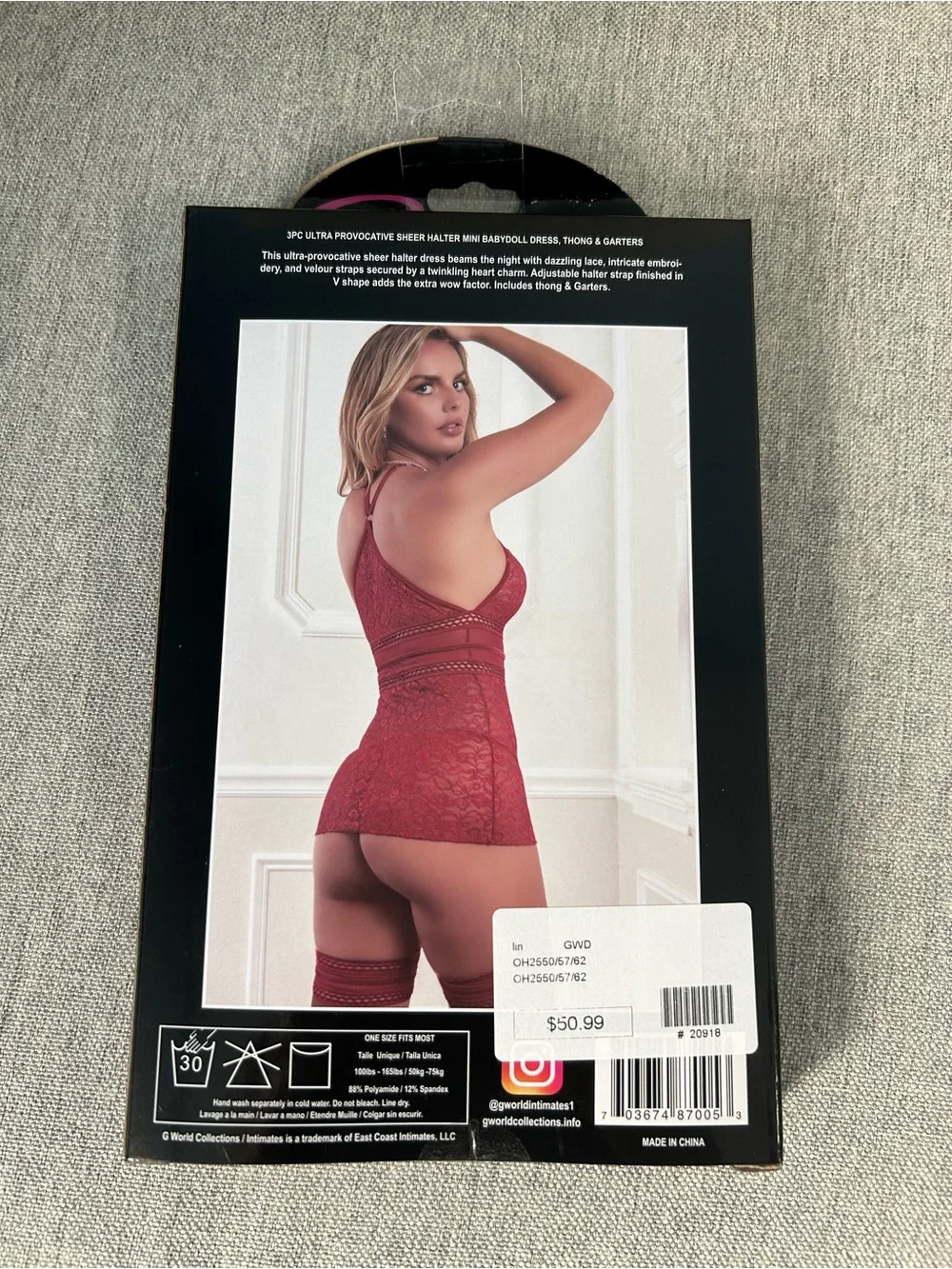 Burgundy Lace Mini Babydoll Dress Set